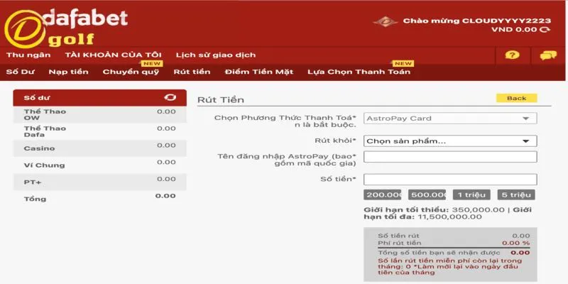 Chỉ dẫn rút tiền đơn giản mà tân thủ Dafabet nên ghi nhớ