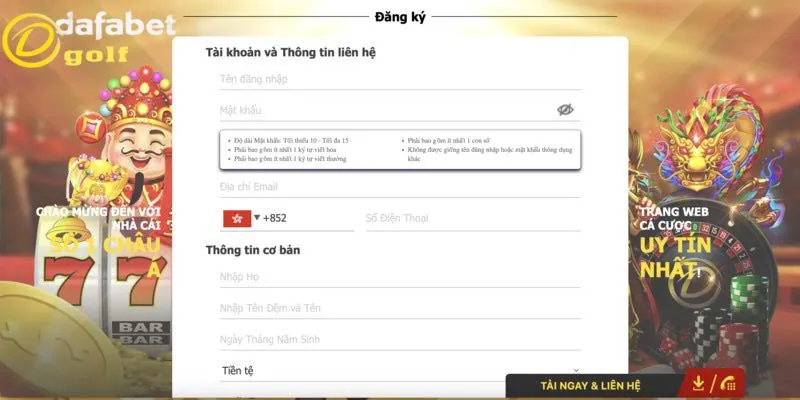 Hoàn tất thủ tục đăng ký Dafabet chỉ với 4 bước